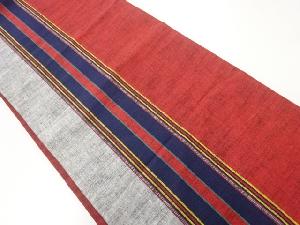 アンティーク　綿紬縞模様織出し全通袋帯（材料）